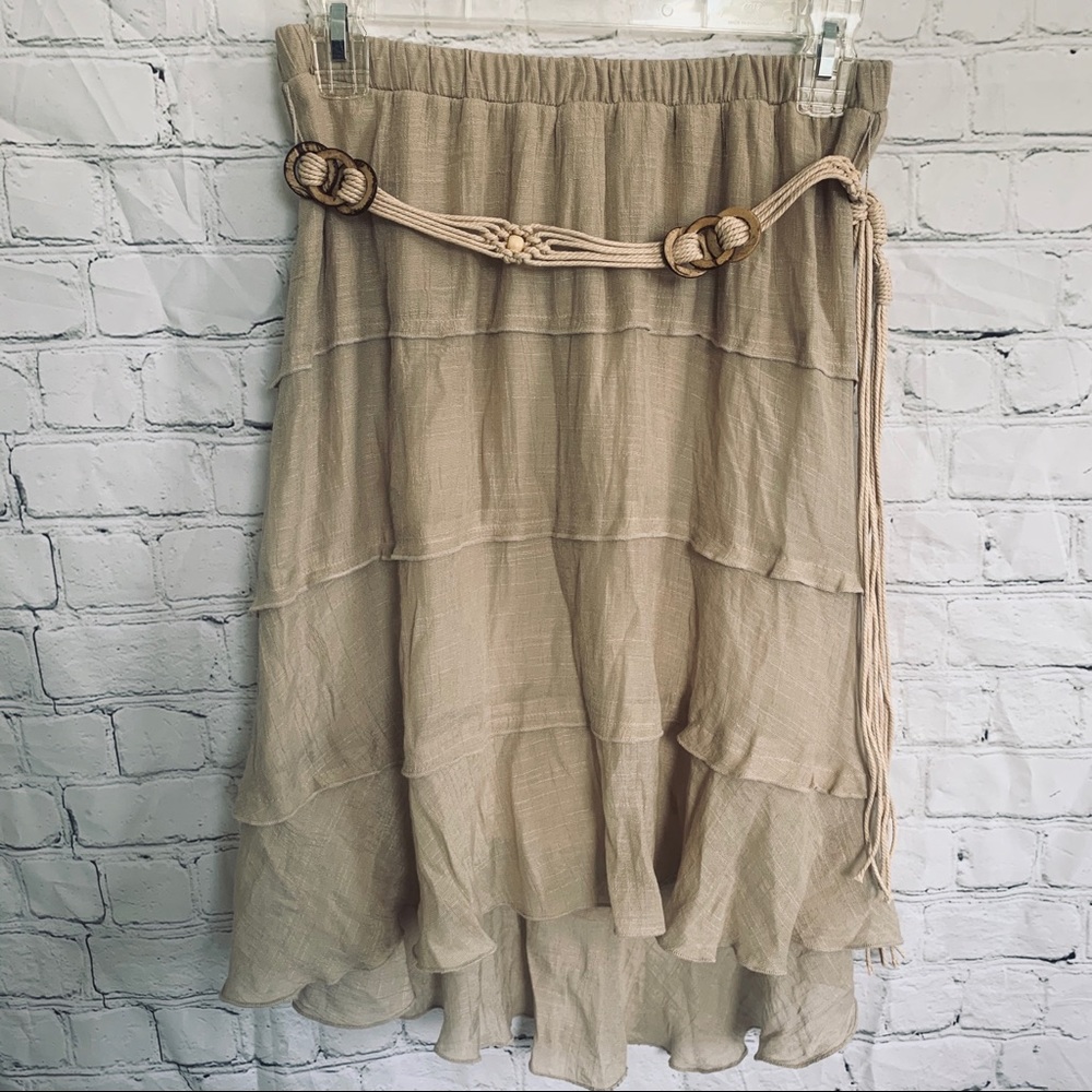 BCX cream bohemian ruffled skirt